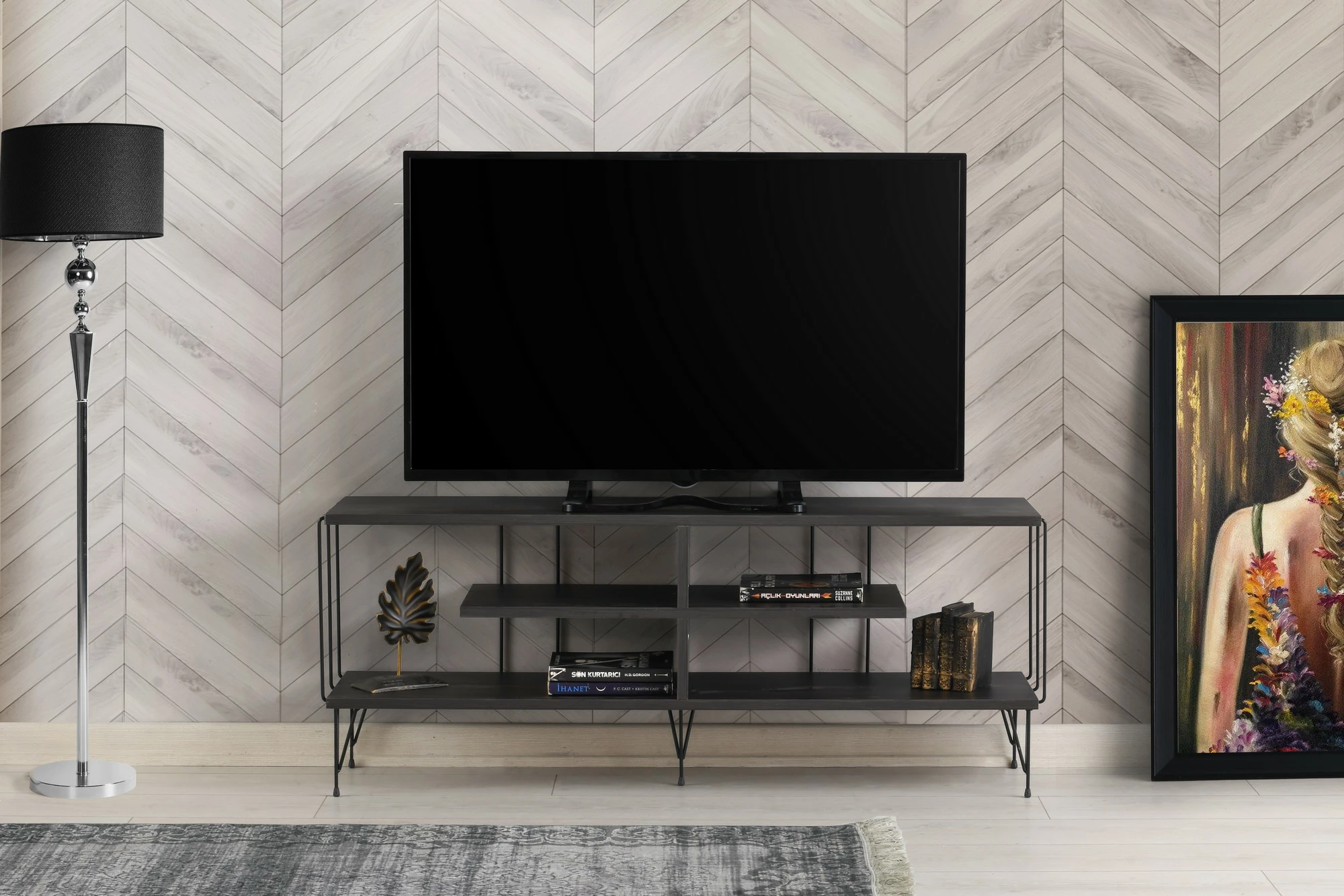 Komodë për TV Hanah Home, Eze, ngjyrë kafe e errët