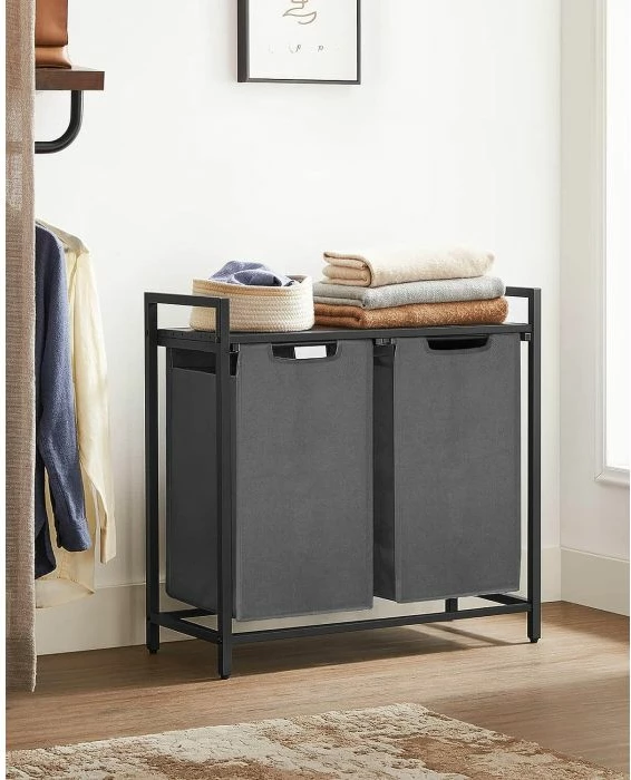 Shportë rrobash VASAGLE BLH201G01, 2 ndarje 92 L, me raft, e zezë