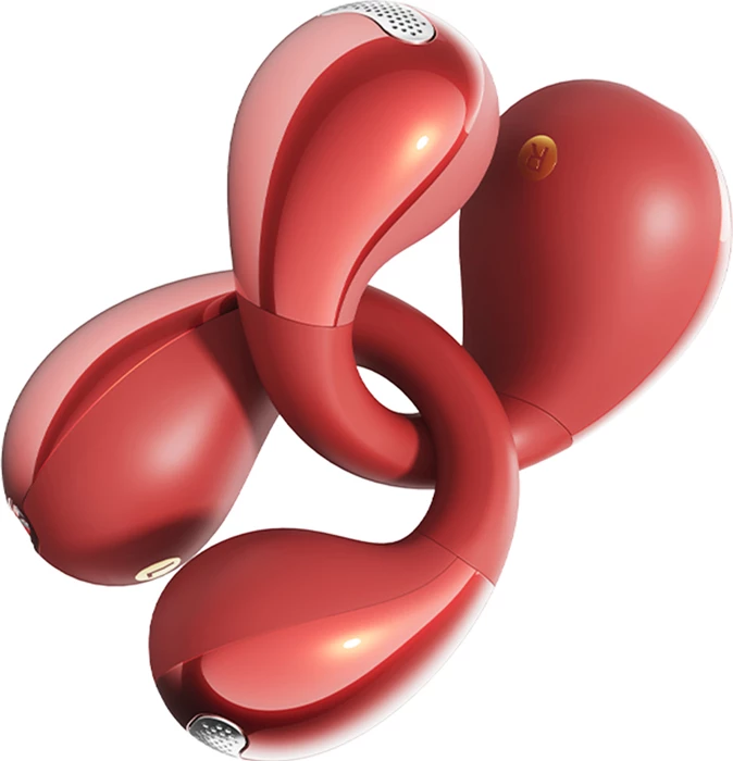 Kufje TWS, QCY, Crossky Clip C30S T33S, LDAC Hi-Res, Bluetooth 6.0, 40 orë me kuti karikimi USB-C, IPX5, të kuqe