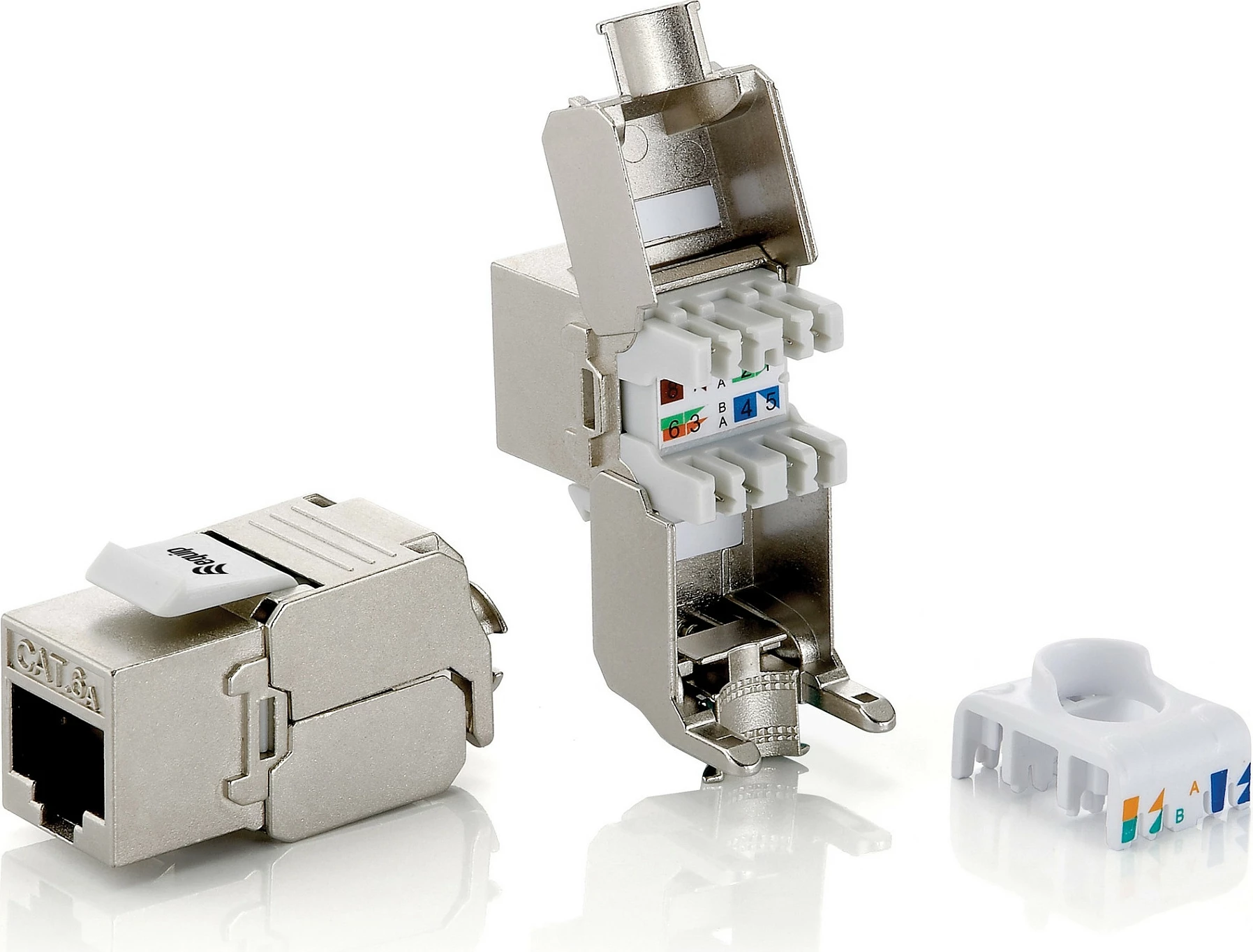 Keystone Jack RJ45 EQUIP Cat.6A Shielded Toolfree, kontakte me ar, metalik