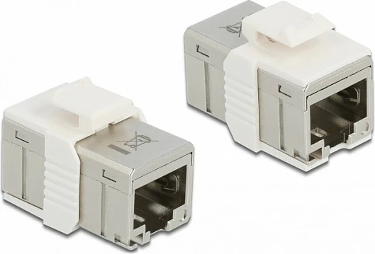 Adapter RJ45 DeLOCK Cat.6A, femër-femër, metal, kompakt, gri