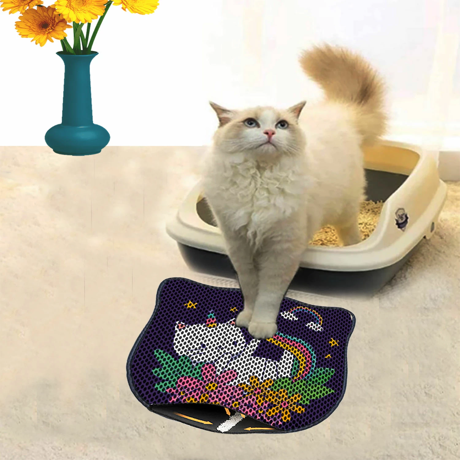 Tapet për rërë maceje, shumëngjyrësh, Paws & Whiskers, Kdkafa0052, 40x50cm