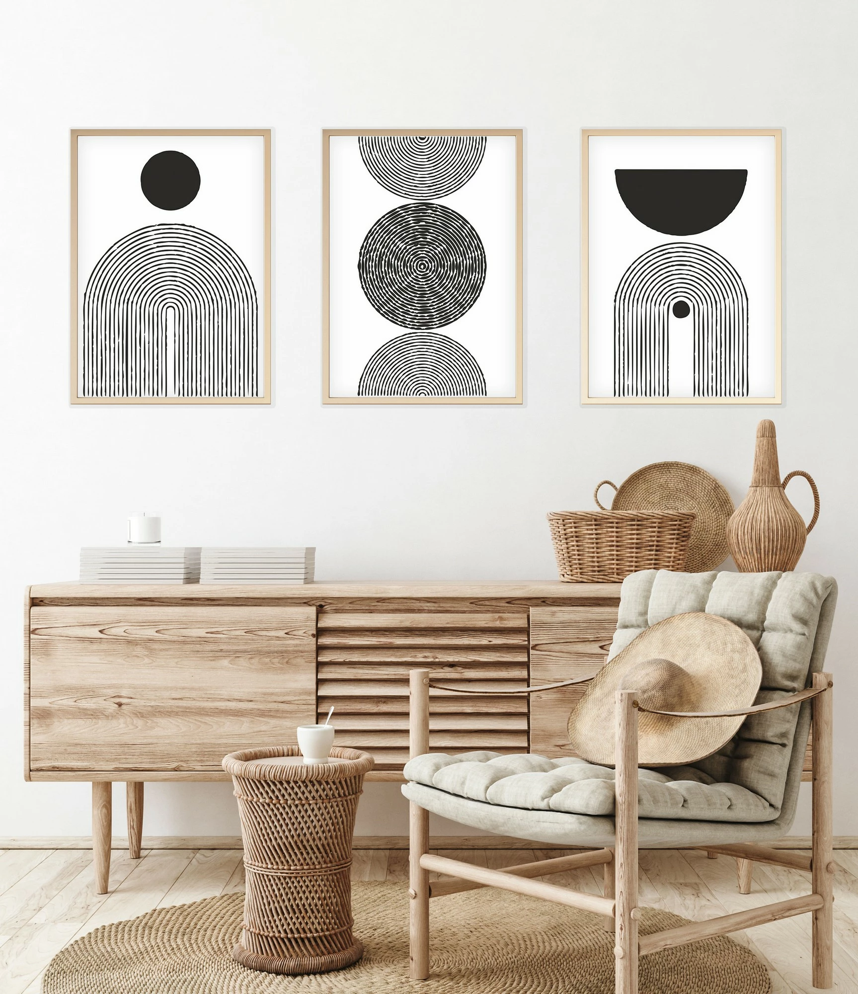 Pikturë dekorative me kornizë, set prej 3 copash, MDF, Wallity Huhu163, 30x40cm