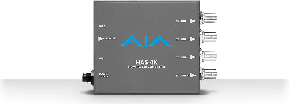 Konvertues video AJA HA5-4K, HDMI në 4x 3G-SDI (BNC), 4K, Gri