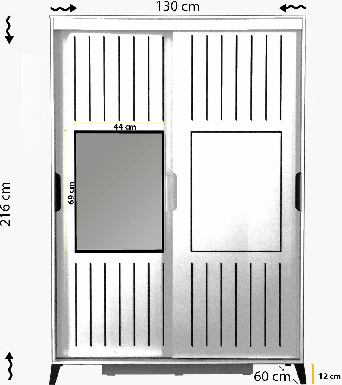 Dollap Hanah Home, Pasific Home Fuga 130, ngjyrë arre, me pasqyrë