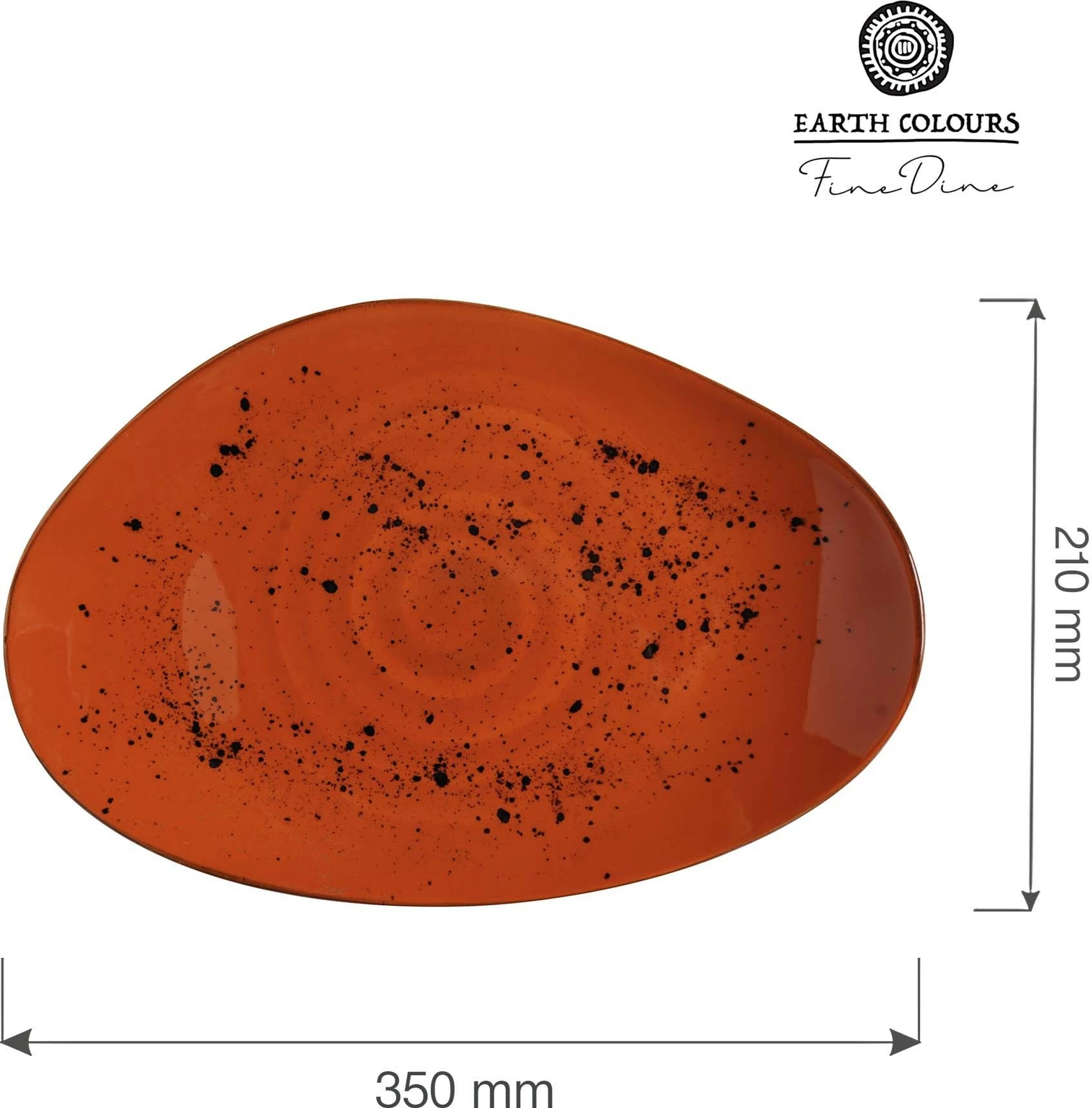 Pjatë porcelani Fine Dine Dahlia Organic Shape 350x210 mm, portokalli, set 6 copë
