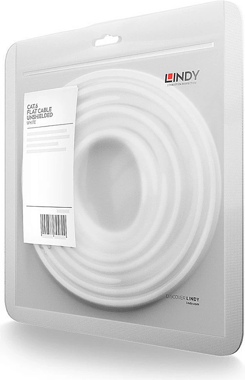 Kabllo rrjeti LINDY 47501 Cat6, 1m, RJ45, flat, e bardhë