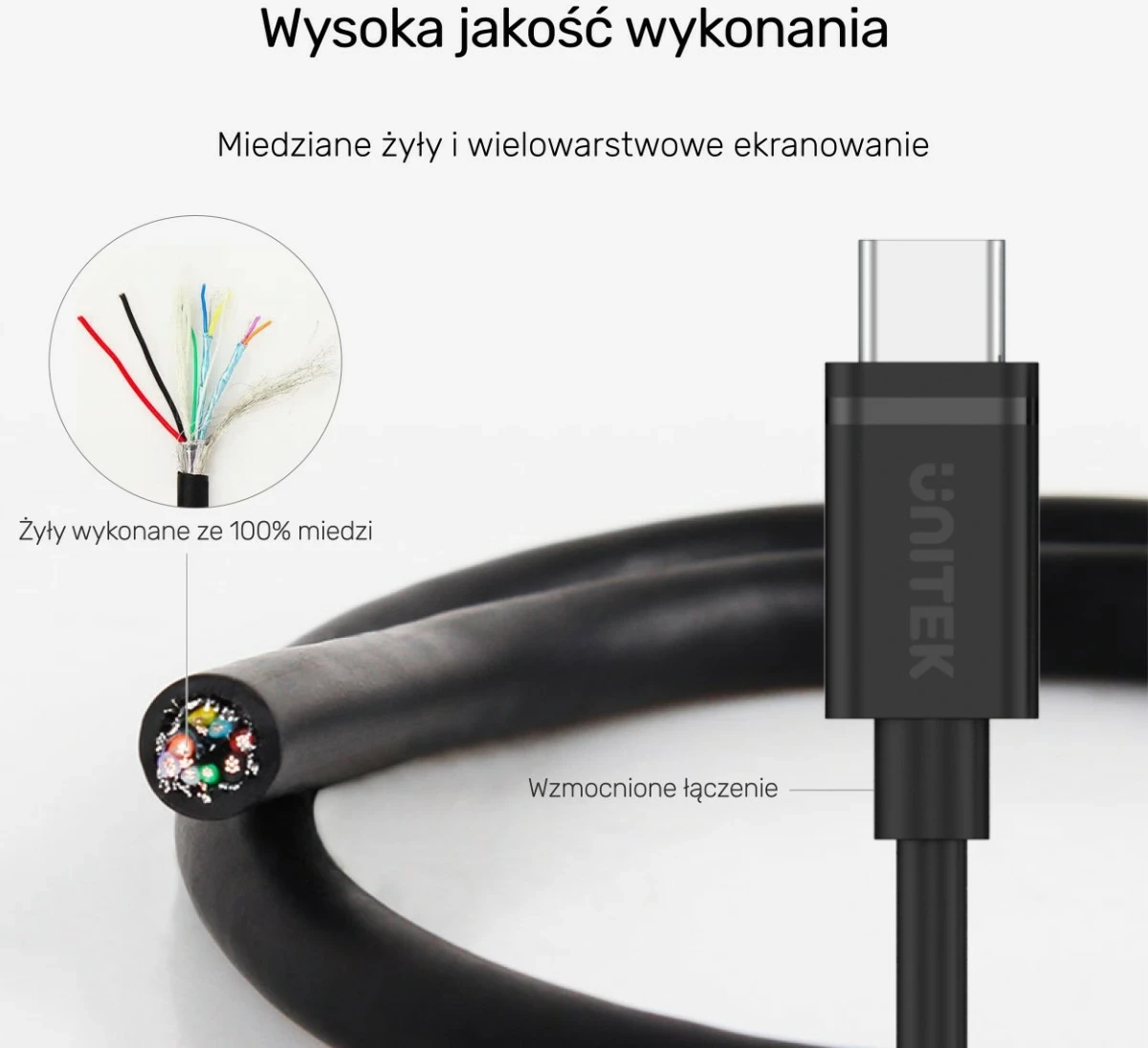 Kabllo Unitek USB-C në USB-C 3m, e zezë