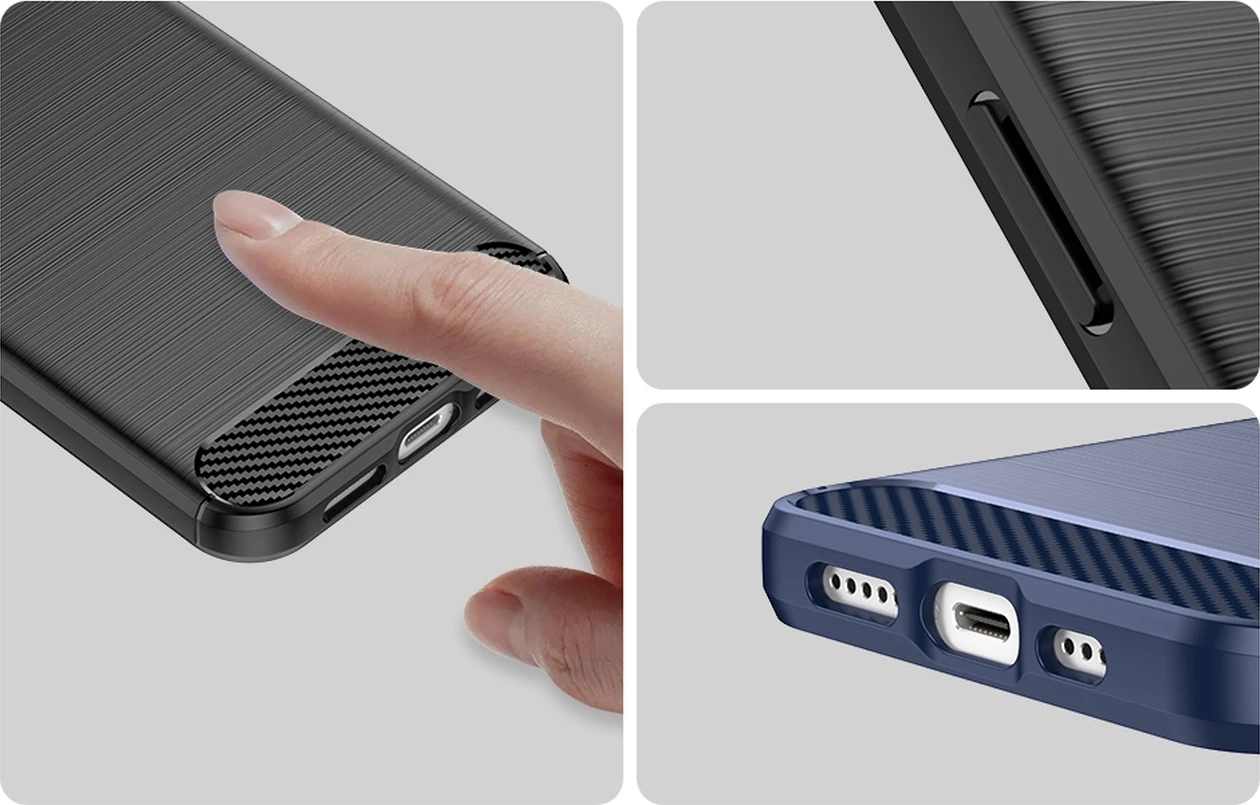 Mbështjellës Hurtel Carbon Case për iPhone 14 Plus, TPU, Blu