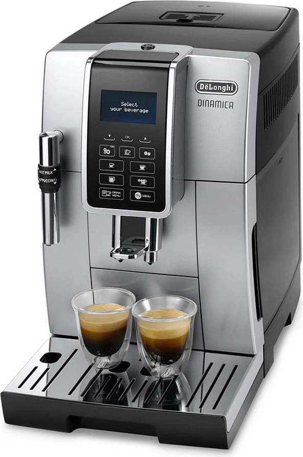 Makinë kafeje automatike DeLonghi Dinamica ECAM 350.35.SB, 15 bar, mulli i integruar, 1450 W, e zezë/argjend