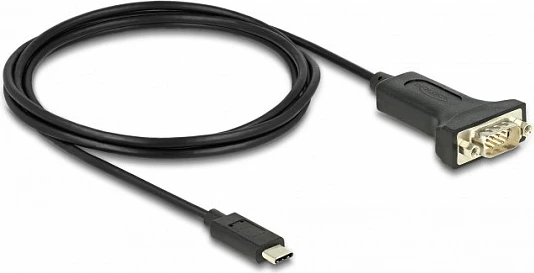 Adapter DeLOCK USB Type-C në RS-232 D-Sub 9-pin, kabllo 2 m, i zi