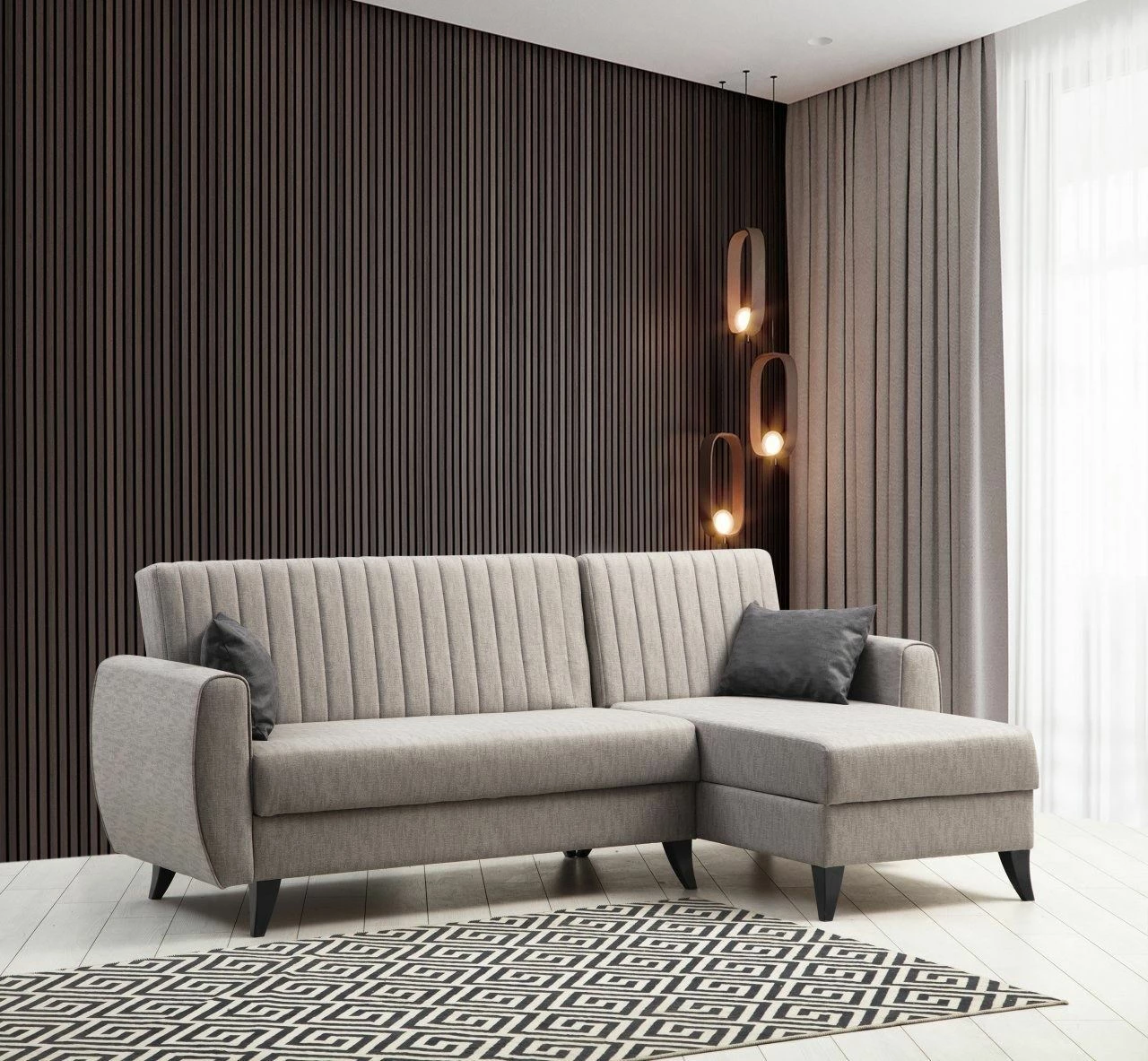 Kënd-sofë krevati Atelier del Sofa, Alkon, ngjyrë gri e çelët