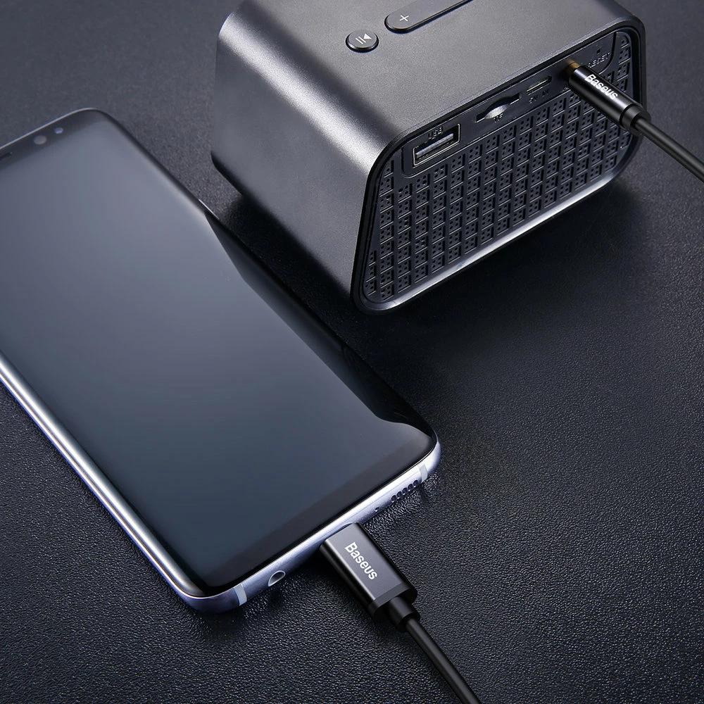 Kabllo audio Baseus CAM01-01, 1.2m, USB Type-C në 3.5mm, e zezë