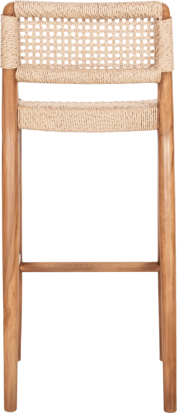 Karrige për bar ROSCO FH6134 dru tik ngjyrë natyrale-VIRO litar ngjyrë bezhë 47x52x100H cm