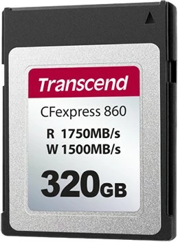 Kartelë memorie Transcend CFexpress 860 320GB, shpejtësi 1750MB/s, e zezë