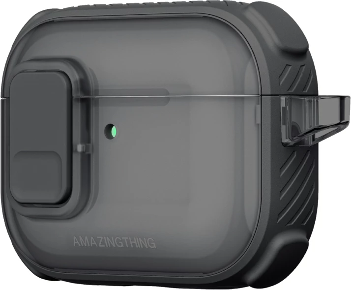 Mbështjellës për kufje, AmazingThing Titan Pro Mag Case Clear për AirPods Pro 3, PC+TPU, përputhshëm me karikim wireless, me karabiner, e zezë