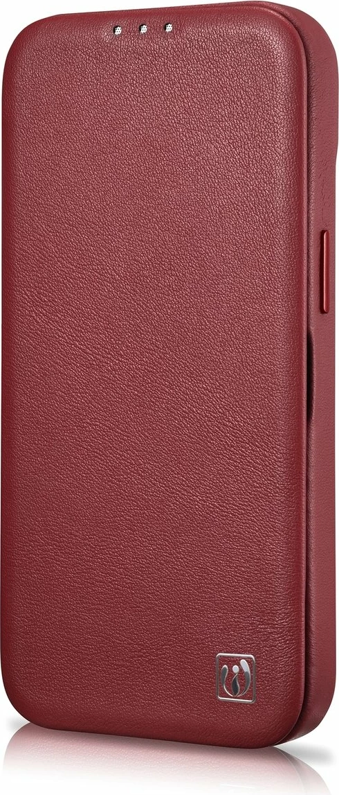 Mbështjellës lëkure iCarer CE Premium Folio për iPhone 14 Plus, MagSafe, Kuq