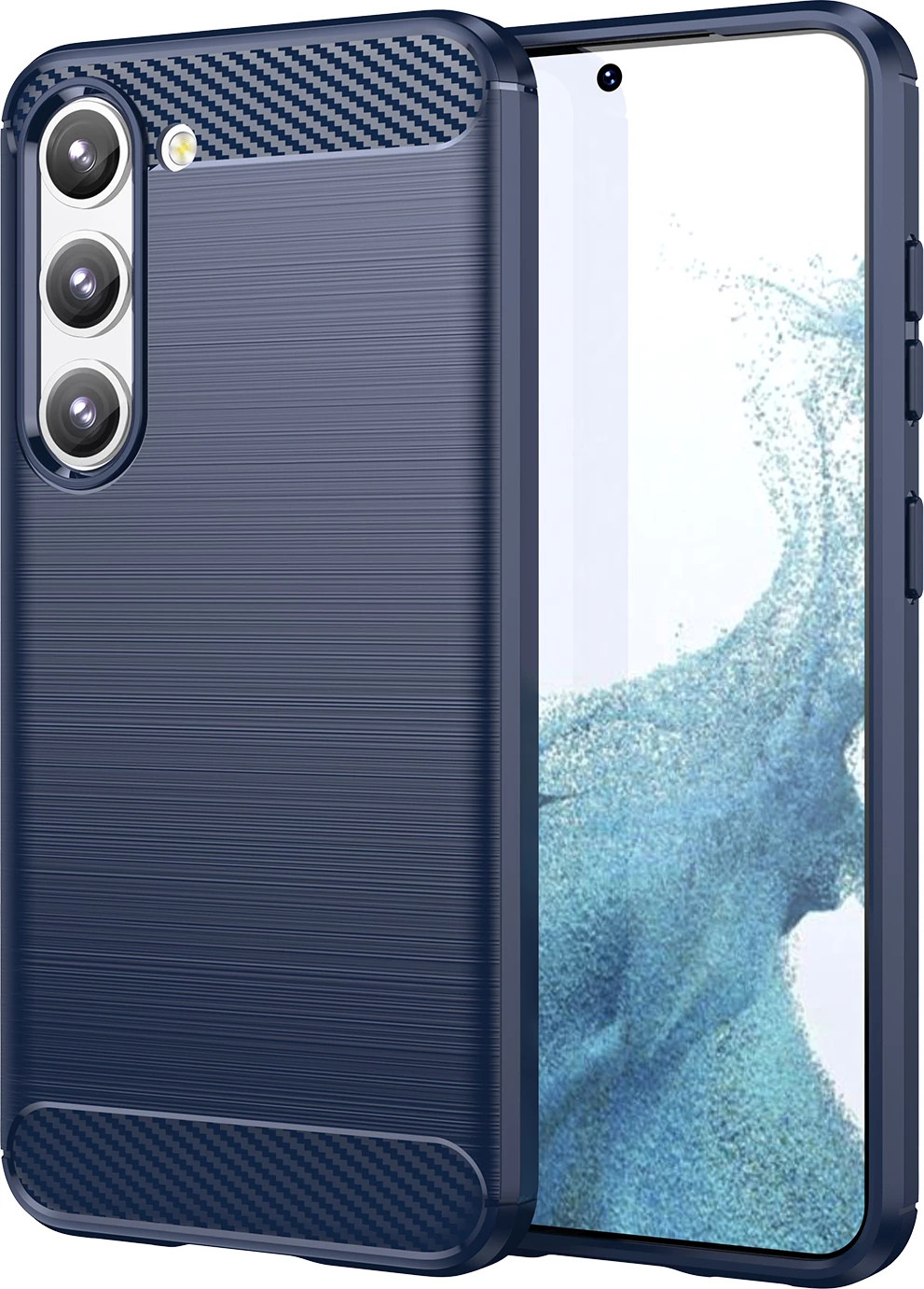 Mbështjellës Hurtel Carbon Case për Samsung Galaxy S23+, TPU, Blu