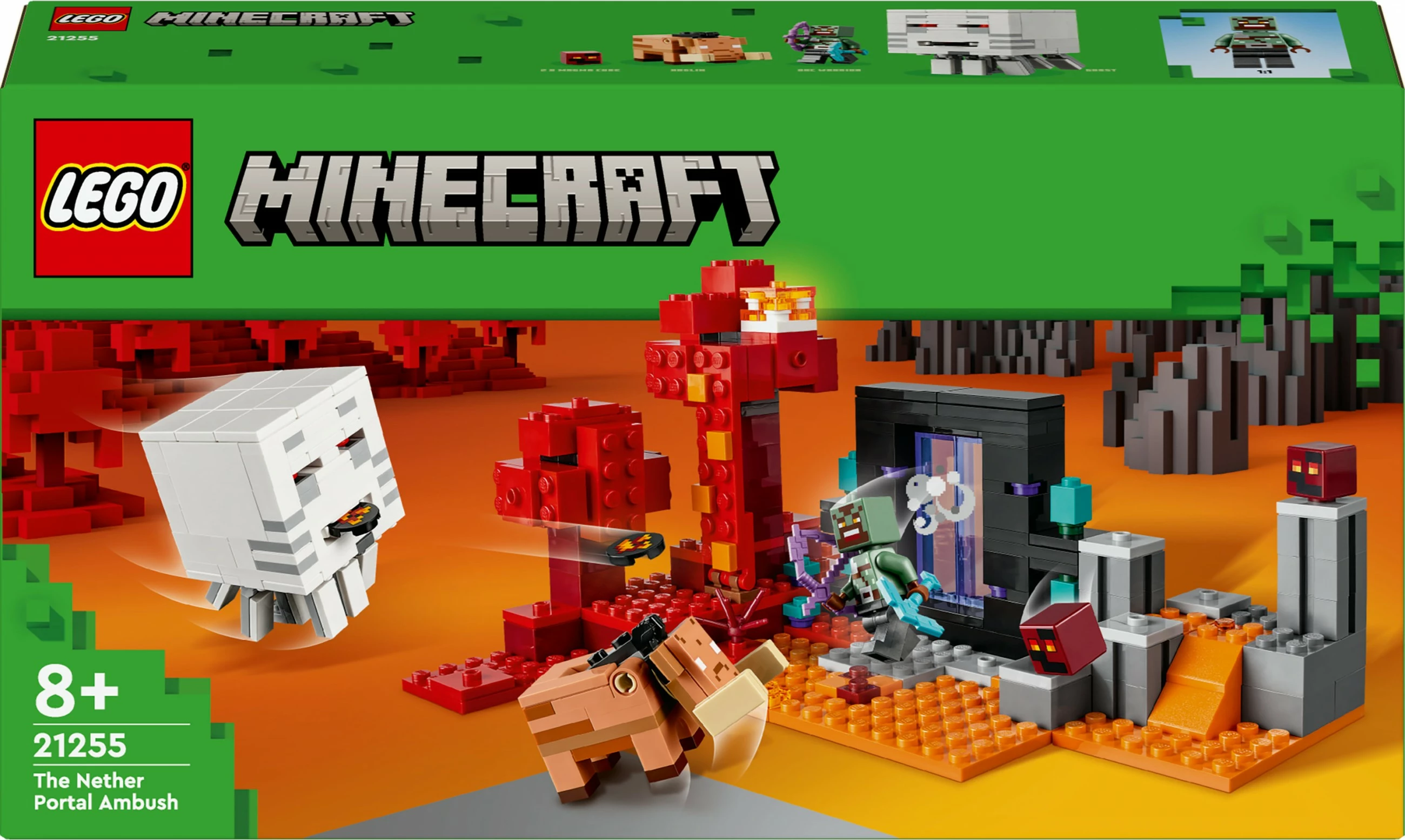 Set ndërtimi LEGO Minecraft 21255 Hinterhalt am Netherportal, shumëngjyrësh