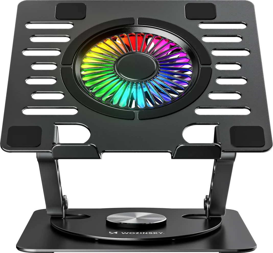 Stendë ftohëse për laptop/tablet Wozinsky CoolBase WDCX-X16-AS RGB 360°, 10\"-16\", 2x USB 2.0, e zezë