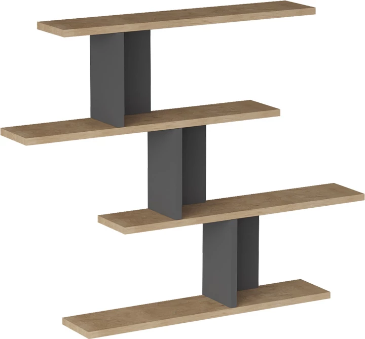 Raft muri Zaka, dizajn modern, ngjyrë natyrale-antracit, 98.7x14.5x78cm