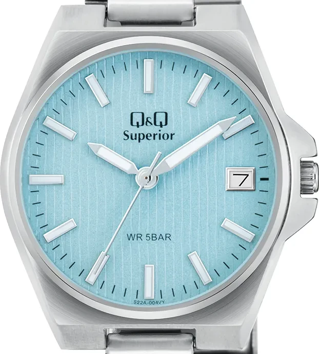 Orë dore Q&Q S22A-004VY, e argjendtë/kaltër