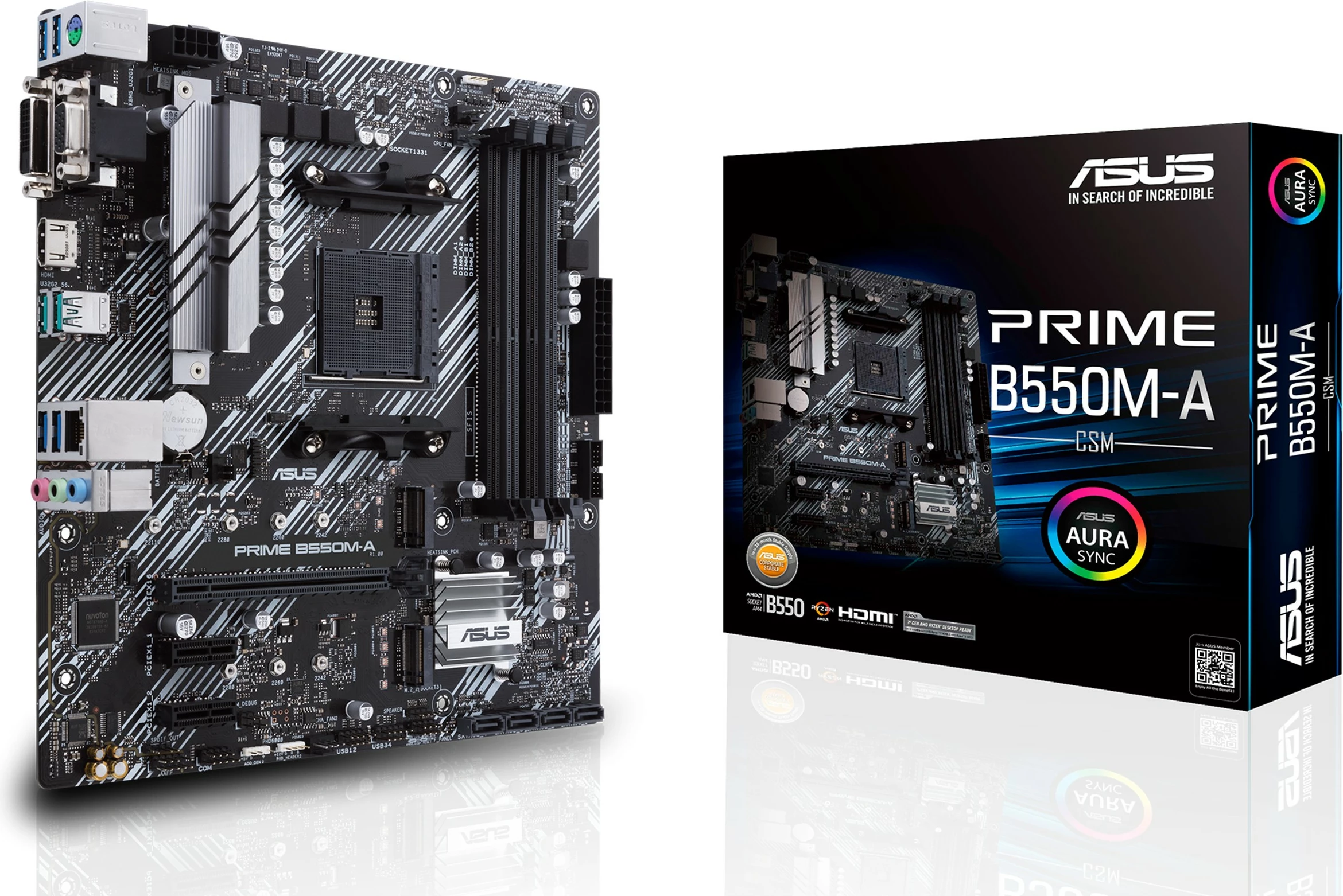 Pllakë amë ASUS Prime B550M-A/CSM, Socket AM4, micro ATX, e zezë dhe argjendtë