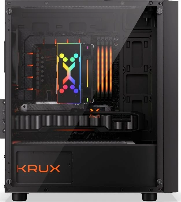 Kasë Krux Scor KRXD002 Cube Tower microATX/Mini-ITX me xham të kalitur, e zezë