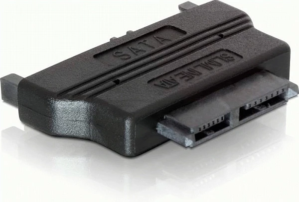 Adapter SATA DeLOCK 22-pin mashkull në Slim SATA 13-pin femër, i zi