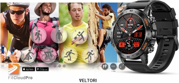 Smartwatch VELTORI unisex, e zezë
