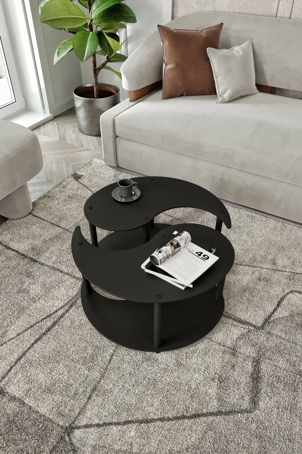 Set tavolinash kafeje Skye Decor, Yin Yang 2, e zezë
