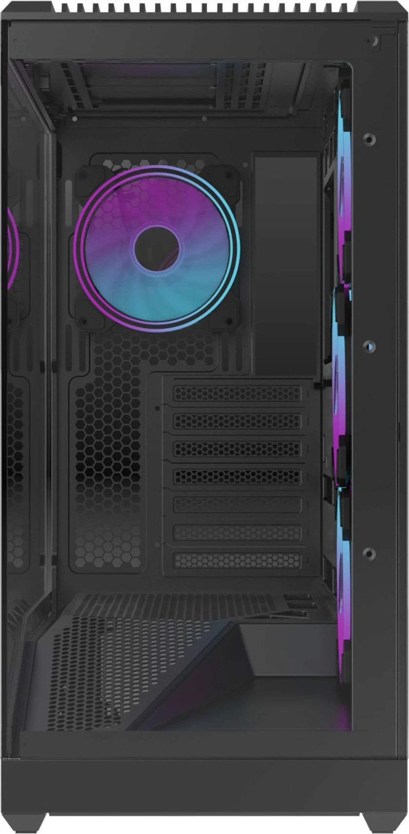 Kasë PREYON Nest Seaview Midi Tower ATX/Micro-ATX/Mini-ITX, xham i temperuar, 4 ventilatorë ARGB, USB-C, e zezë