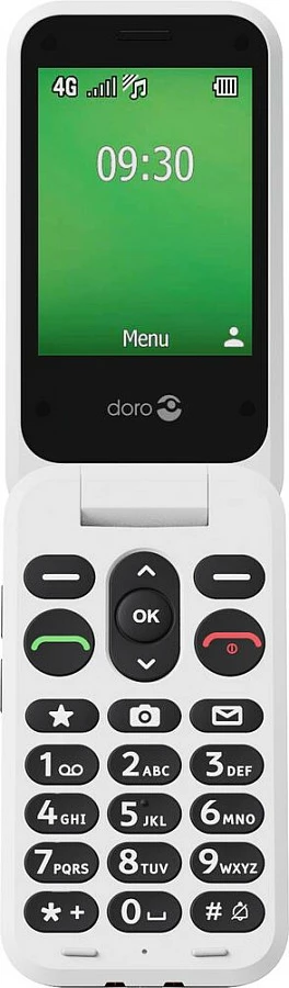 Celular Doro Leva E30, kapak (clamshell), Single SIM, ekran 2.8", bateri 1150 mAh, kuqe/bardhë