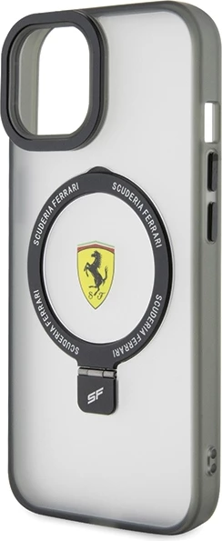 Mbështjellës Ferrari FEHMP15SUSCAH për iPhone 15 6.1", transparent, me ring stand dhe MagSafe