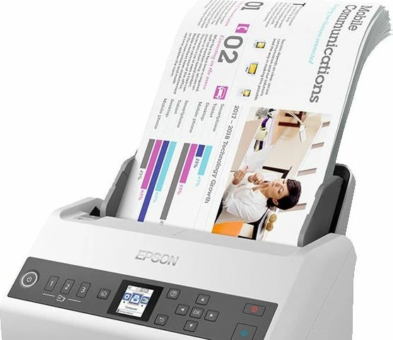 Skaner Epson WorkForce DS-730N (B11B259401), duplex, ADF 100 fletë, Ethernet/USB, bardhë/zi