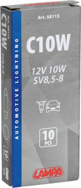 Lampa 12v 10w Sv8,5-8 38mm Kuti
