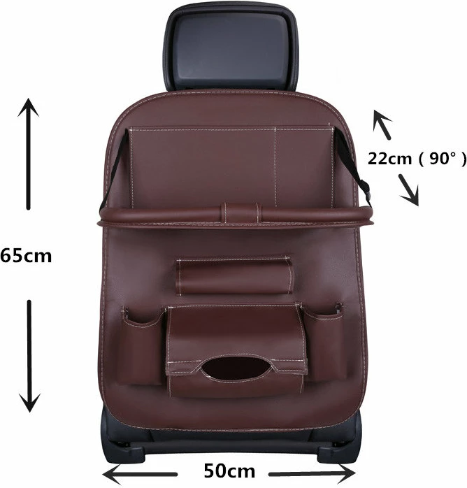 Organizues për makinë Hurtel, raft i palosshëm, mbajtës tabletë, lëkurë PU, bezhë