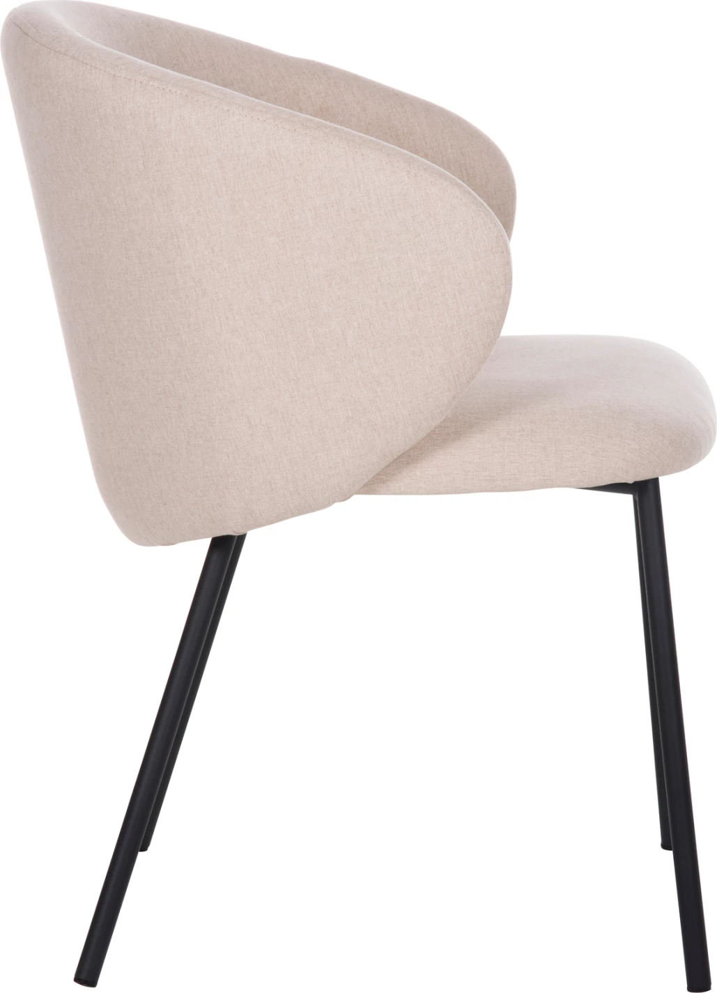 Karrige për ngrënie ISIAH FH9615.03, pëlhurë bezhë, këmbë metalike të zeza, 56x56x76H cm, set prej 2 copash