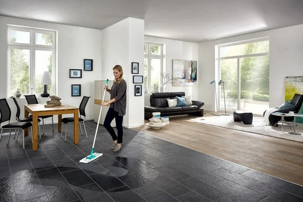 Mop Leifheit 55045 për pastrim të lagësht, mikrofibër, dorezë alumini, Blu/Gjelbër