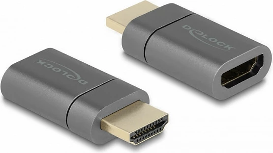 Adapter HDMI magnetik DeLOCK, mashkull-në-femër, 8K 60Hz, 32mm, gri