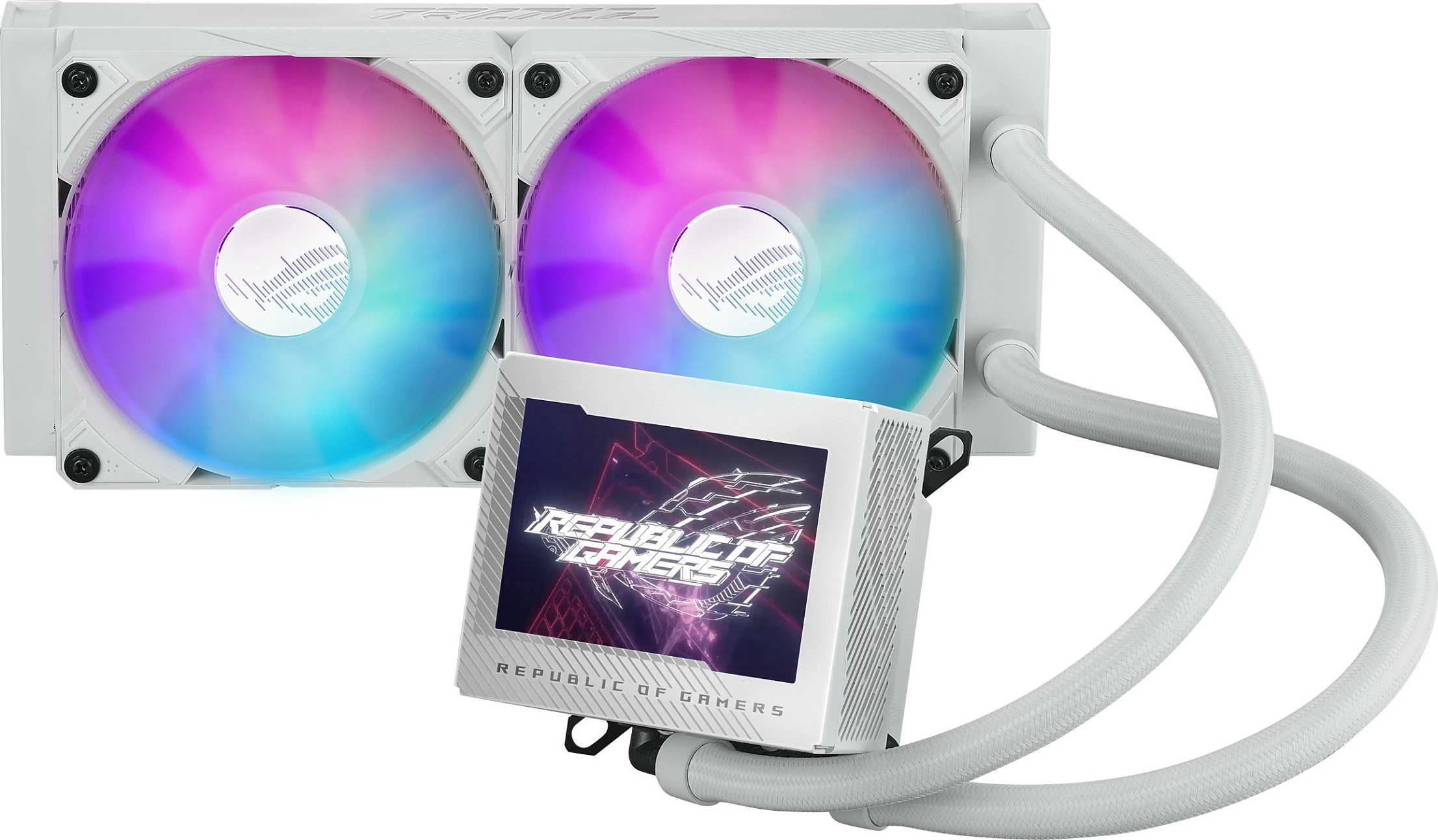 Ftohës uji ASUS ROG Ryujin III 240 ARGB, 3.5” LCD, 2x120mm, i bardhë