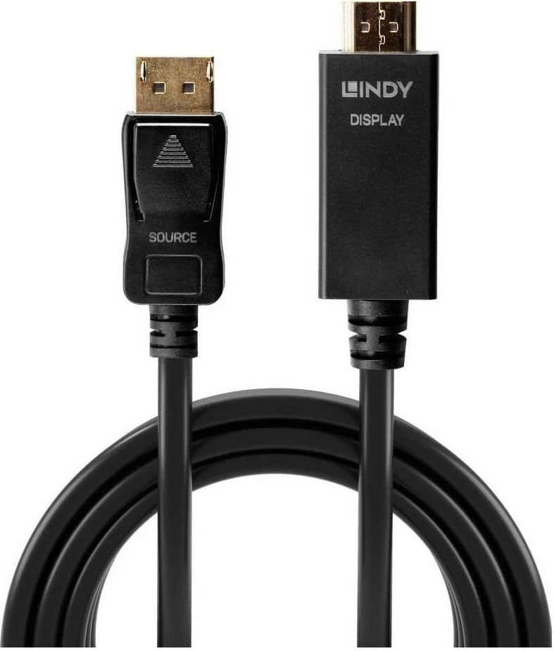 Kabëll Lindy DisplayPort/HDMI, 2m, 4K, i zi