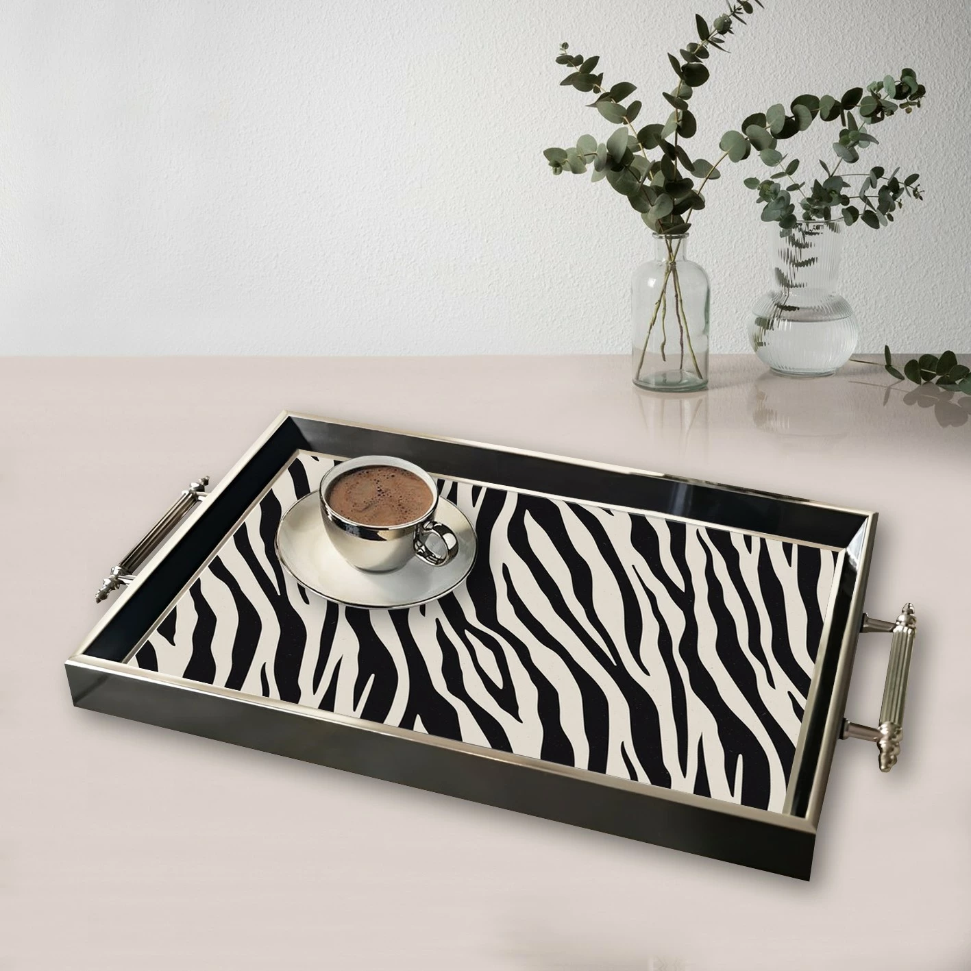 Tabaka xhami me dizajn zebra, shumëngjyrëshe, TPG9803