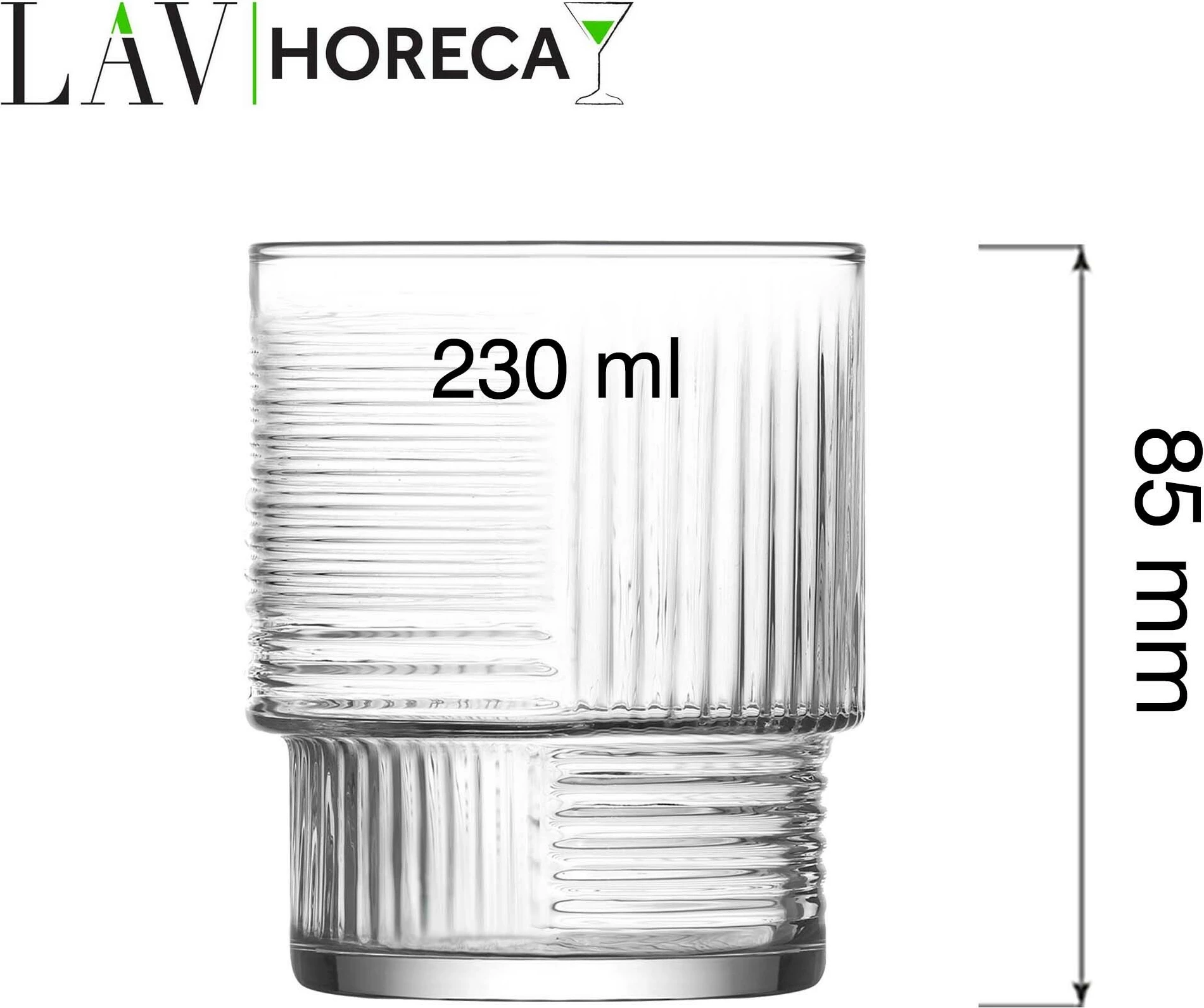 Gotë lowball LAV Horeca Istanbul 230 ml, transparente, set 12 copë