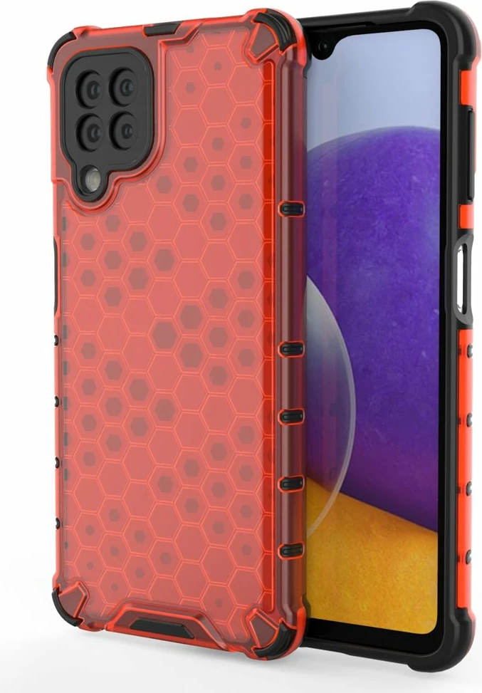 Mbështjellës Hurtel Honeycomb Case për Samsung Galaxy A22 4G, Kuq