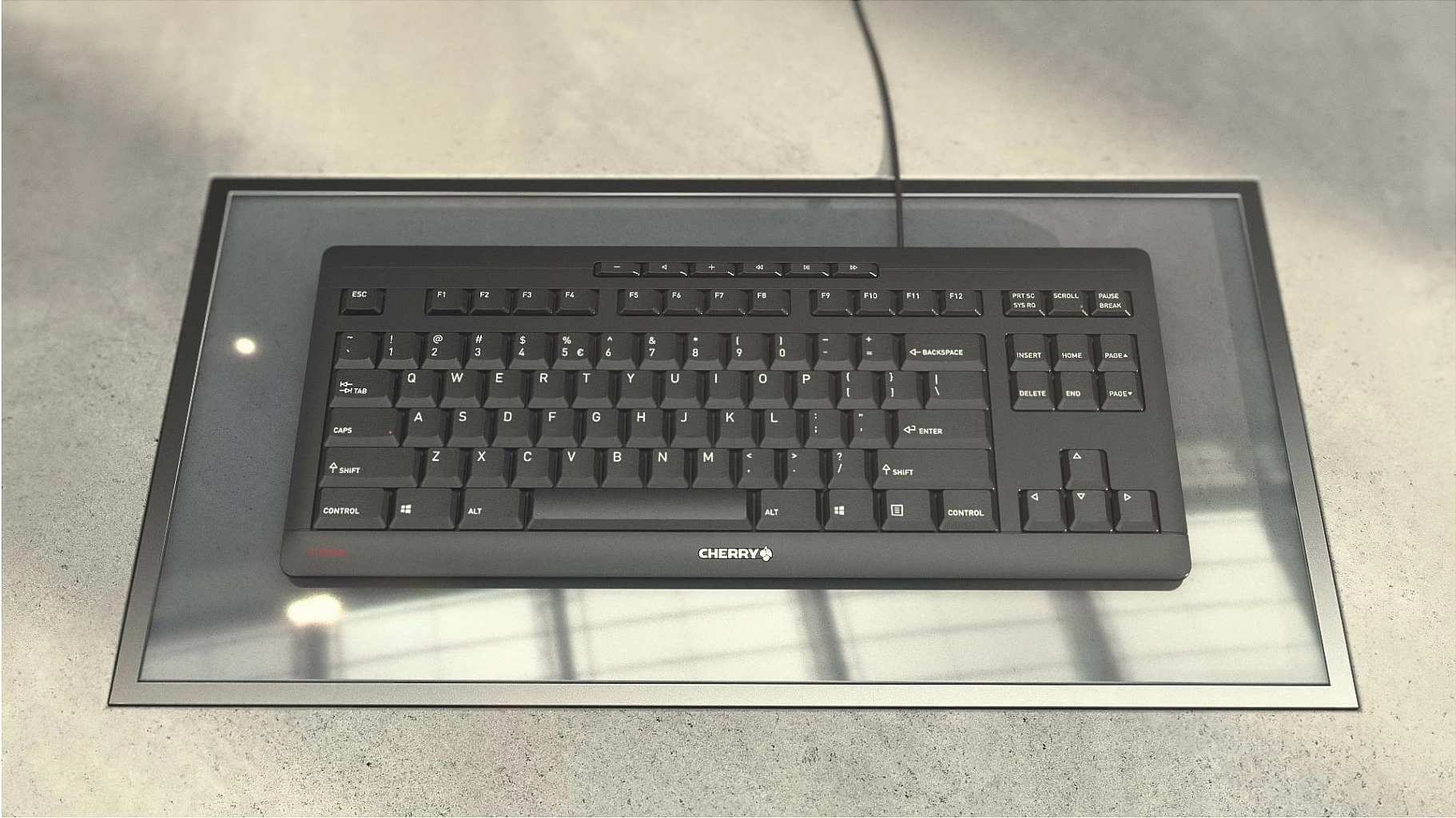 Tastierë Cherry STREAM TKL 8600, USB me kabllo, QWERTZ (Swiss), e bardhë