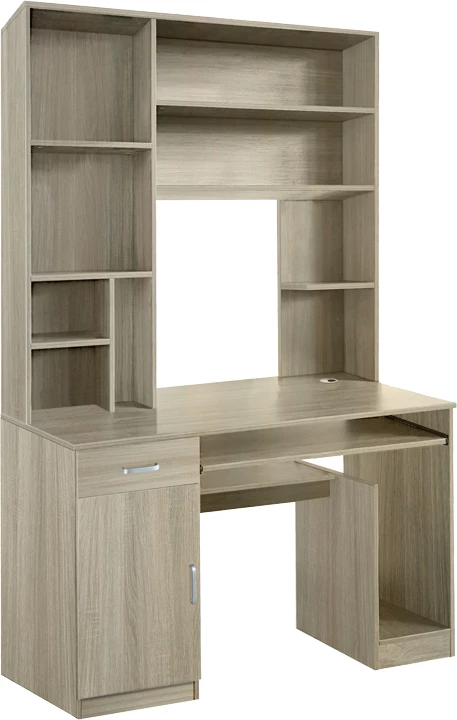 Tavolinë kompjuteri me raft, ngjyrë sonoma, 120x55x182cm