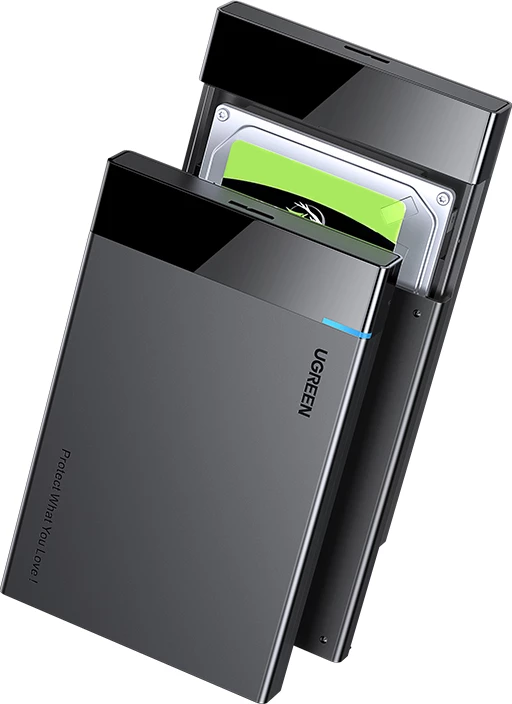 Kasë Ugreen US221 për disk SATA 2.5'' deri 6TB, USB-C 3.0, e zezë