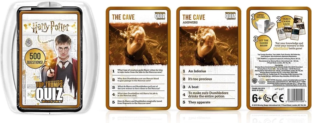 Lojë kuizi me letra Top Trumps Harry Potter Quiz with a Twist, 500 pyetje