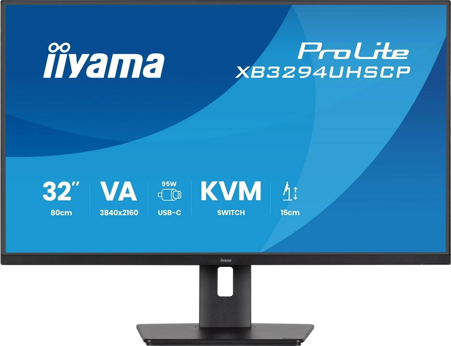 Monitor iiyama ProLite XB3294UHSCP-B1, 31.5", 4K, KVM, USB-C PD 90W, zi